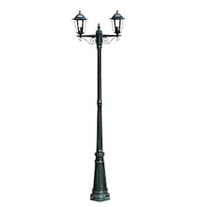 Zahradní lampa vysoká 2 ramena 215 cm tmavě zelená/černá hliník - obrázek 2