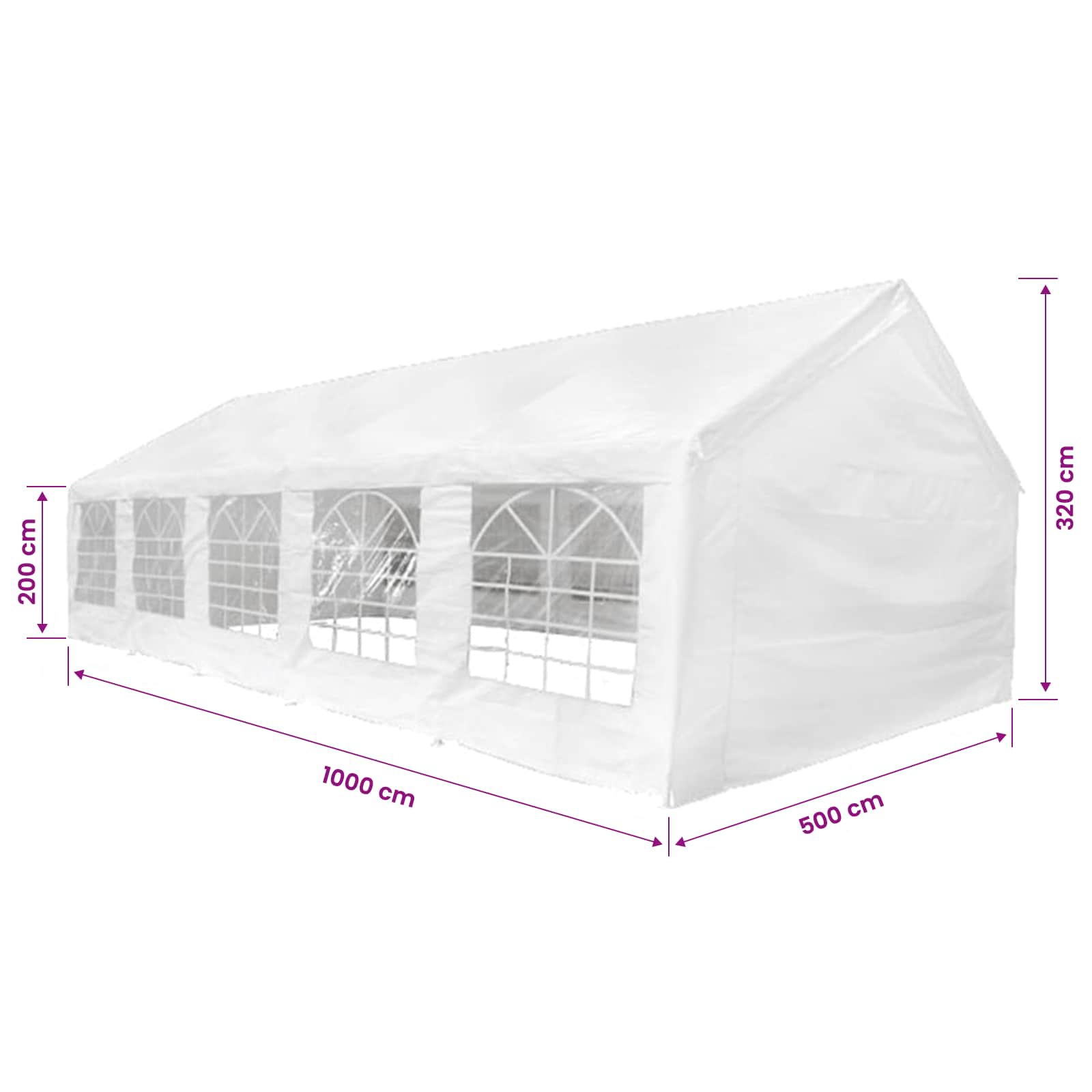 Party Tent Top and Side Panels size guide