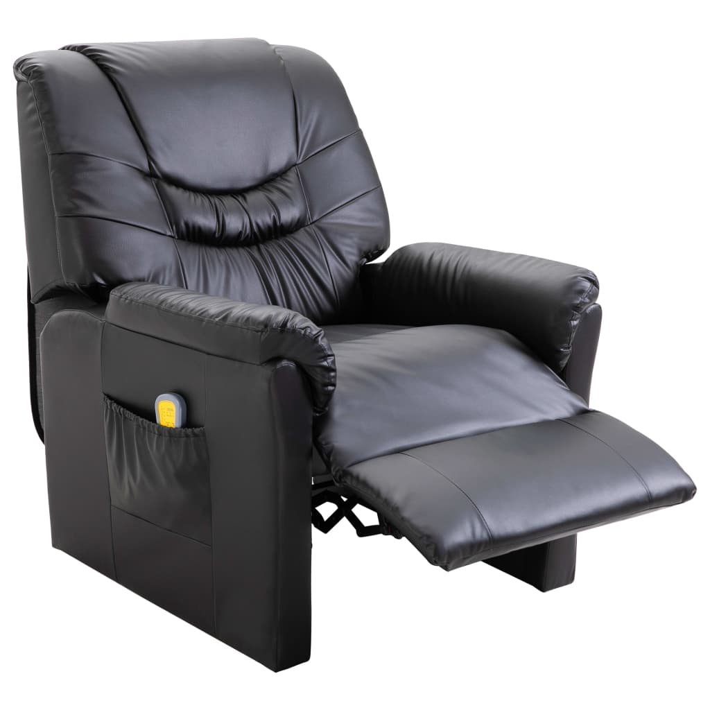 vidaXL Sillón de masaje de cuero sintético negro