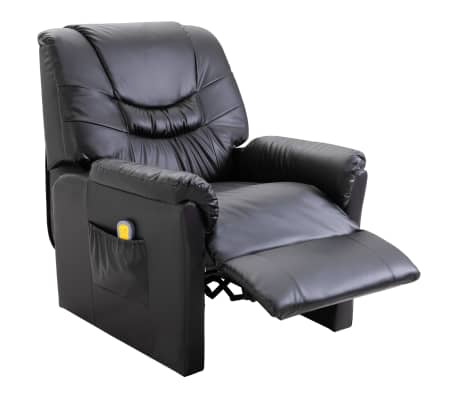 vidaXL Sillón de masaje de cuero sintético negro