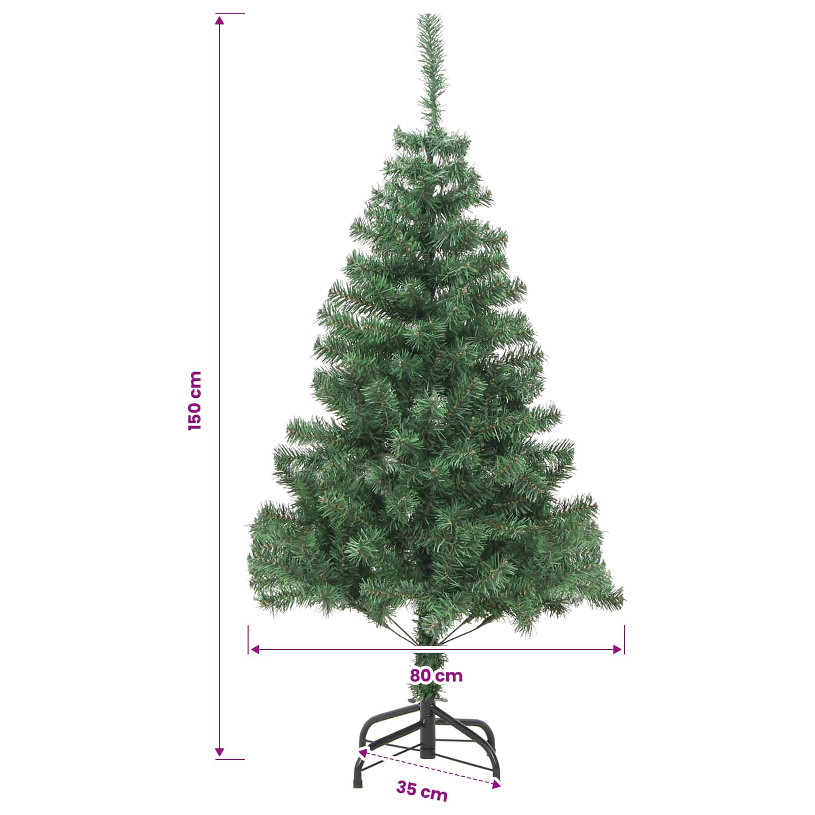 vidaXL Künstlicher Weihnachtsbaum mit Ständer 150 cm 380 Zweige – Bild 6