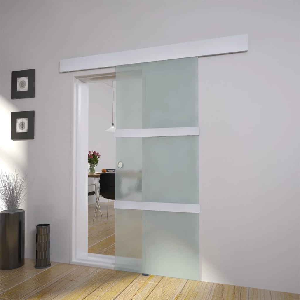 Maison Exclusive Puerta corredera ESG vidrio y aluminio blanca 90x205 cm