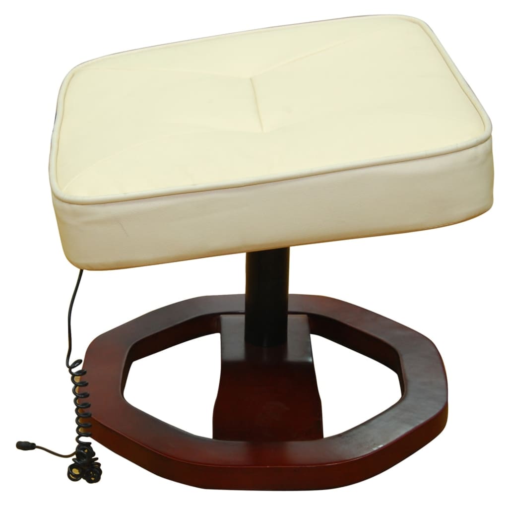 vidaXL Fauteuil de massage avec repose-pied Crème Similicuir