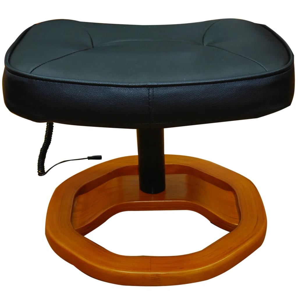 vidaXL Masažinis krėslas su pakoja, juodas, dirbtinė oda
