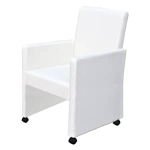 Jedilni stol 2 kosa belo umetno usnje - slika 3