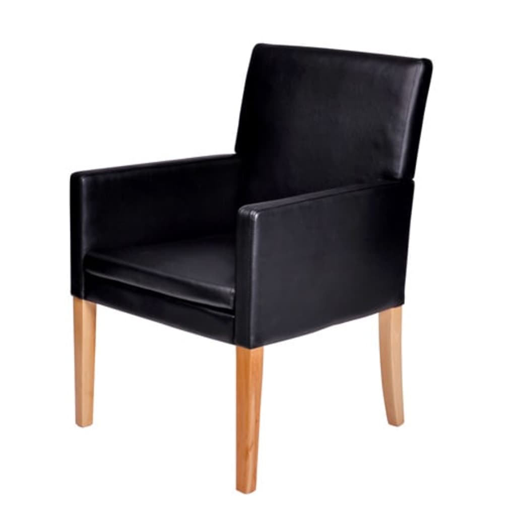 Chaise simili cuir noire (lot de 2)