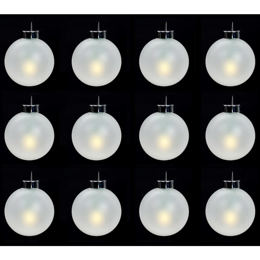 

vidaXL Kerstballen met LED-verlichting wit 12 stuks