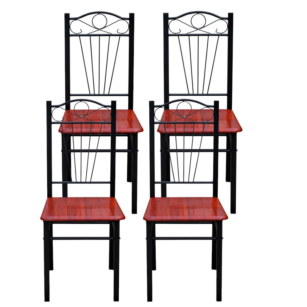 Esszimmer Stühle (4er Set) Holz & Metall rotbraun kaufen