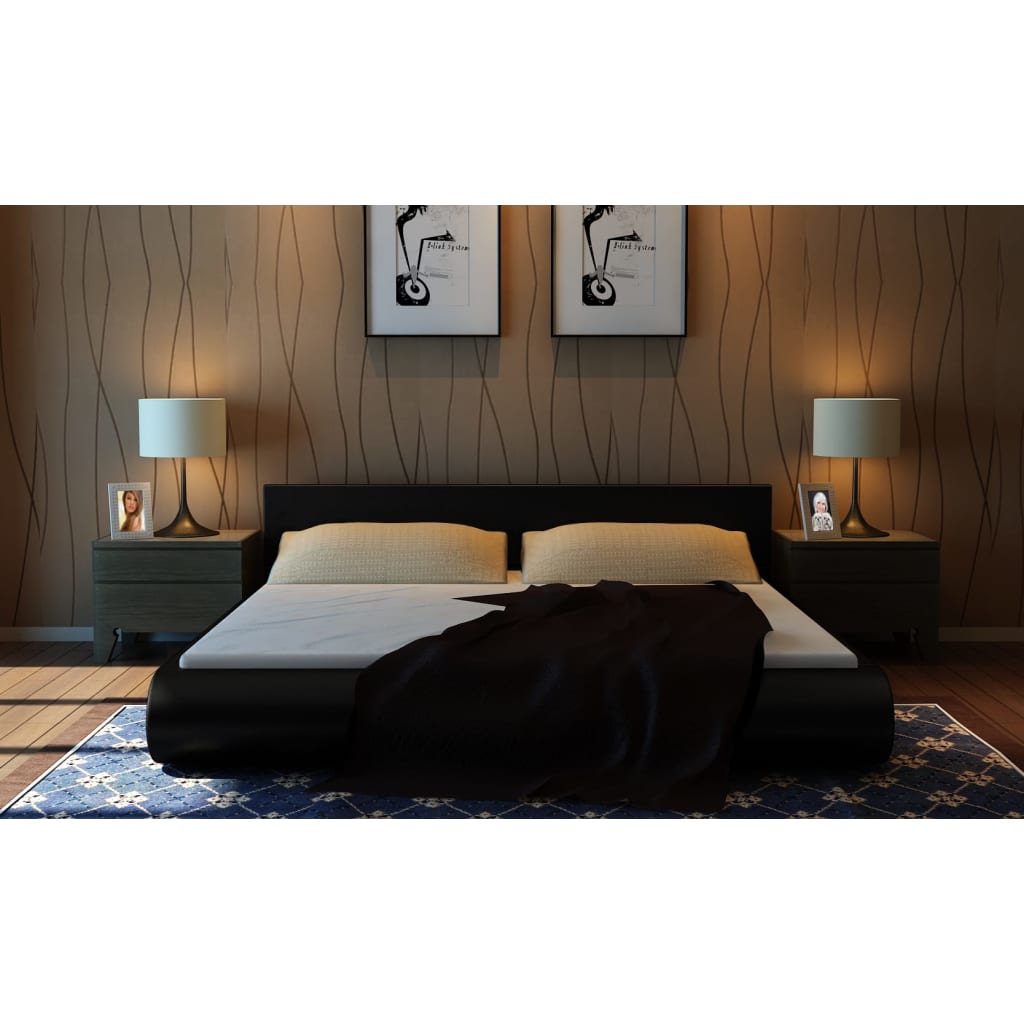 

vidaXL Bed met kunstlederen bekleding zwart 140 x 200 cm