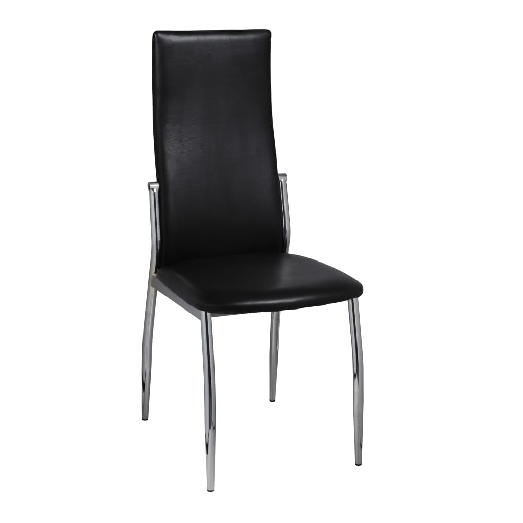 vidaXL Scaune de sufragerie, 4 buc., negru, piele ecologică