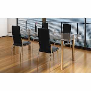 Jedilni stoli 4 kosi črno umetno usnje