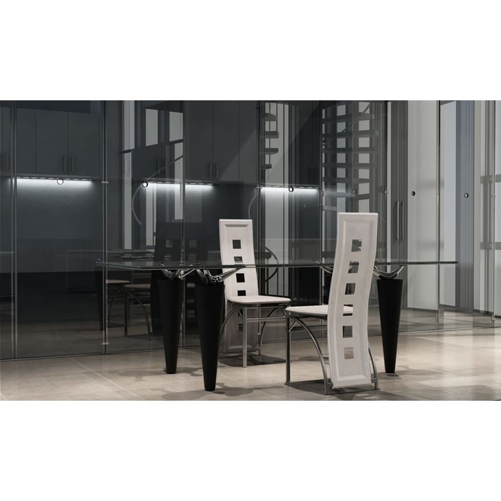 Esszimmer Stühle (2er Set) weiß Stahl & Kunstleder