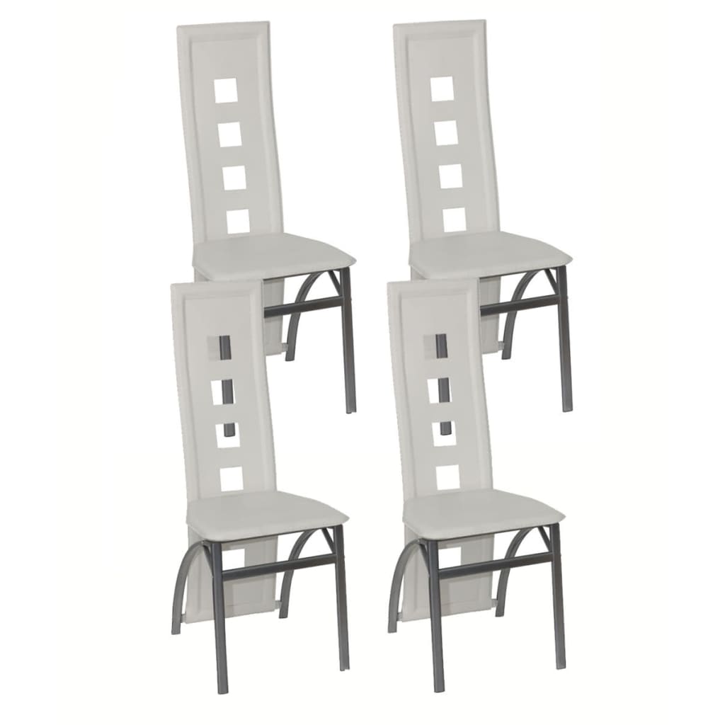 Esszimmer Stühle (4er Set) weiß Stahl & Kunstleder kaufen