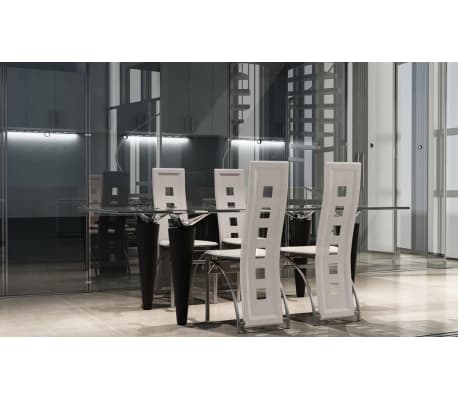 Esszimmer Stühle (4er Set) weiß Stahl & Kunstleder
