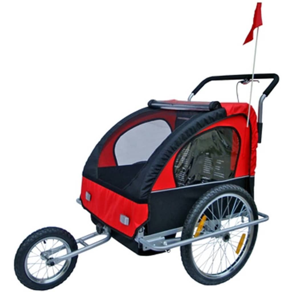 

vidaXL Fietskar voor kinderen met buggyfunctie (rood/ zwart)