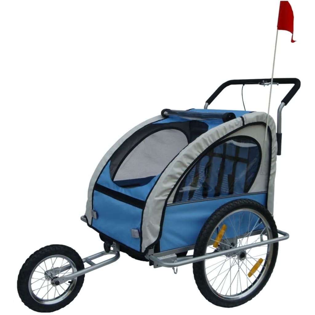 Remorcă pentru biciclete copii cu amortizor Albastru și gri imagine vidaxl.ro