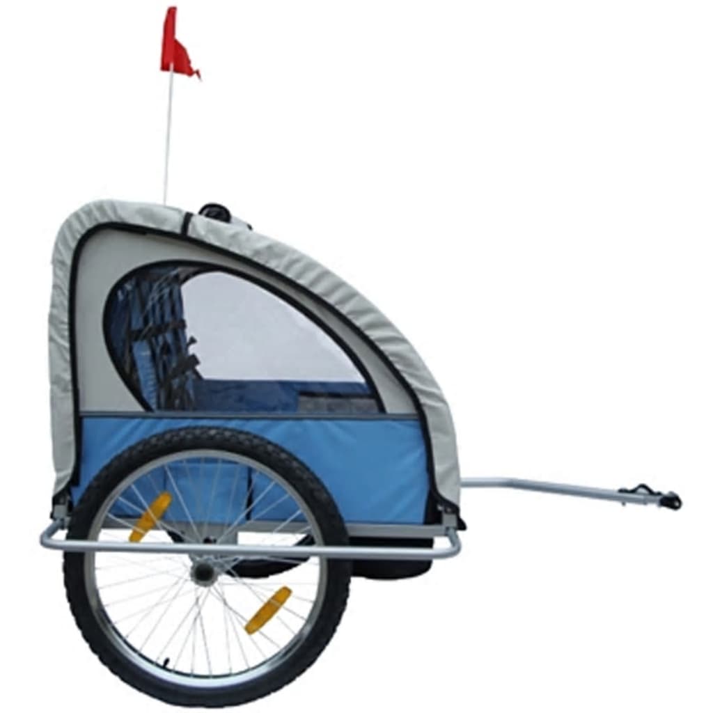 

vidaXL Fietskar voor kinderen met buggyfunctie (blauw / grijs)