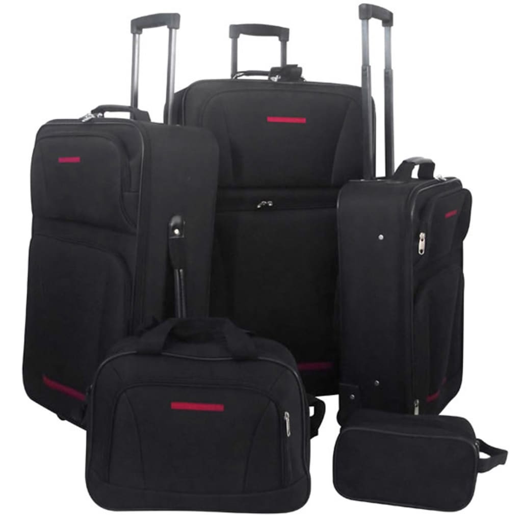 vidaXL Set de valises noires 5 pièces