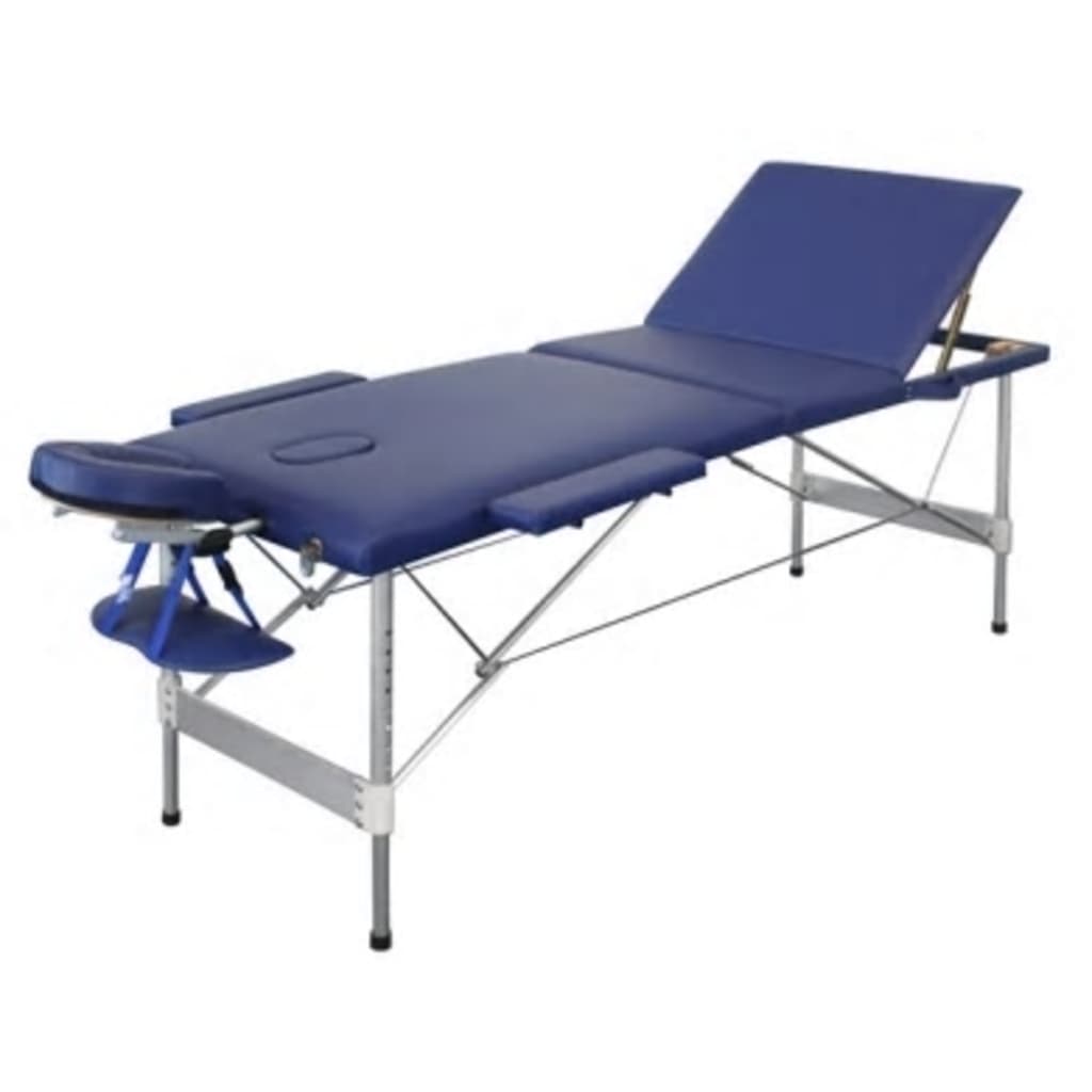 

vidaXL Massagetafel 3 zones vouwbaar aluminium blauw