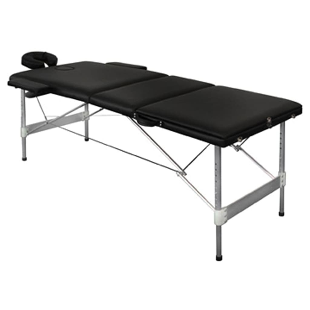 

vidaXL Massagetafel 3 zones vouwbaar aluminium zwart