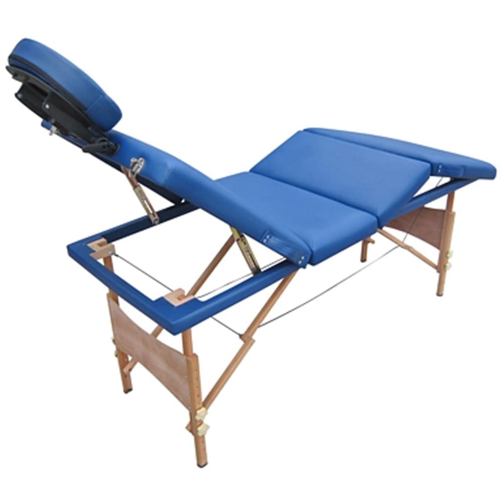 

vidaXL Massagetafel 4 zones vouwbaar hout blauw