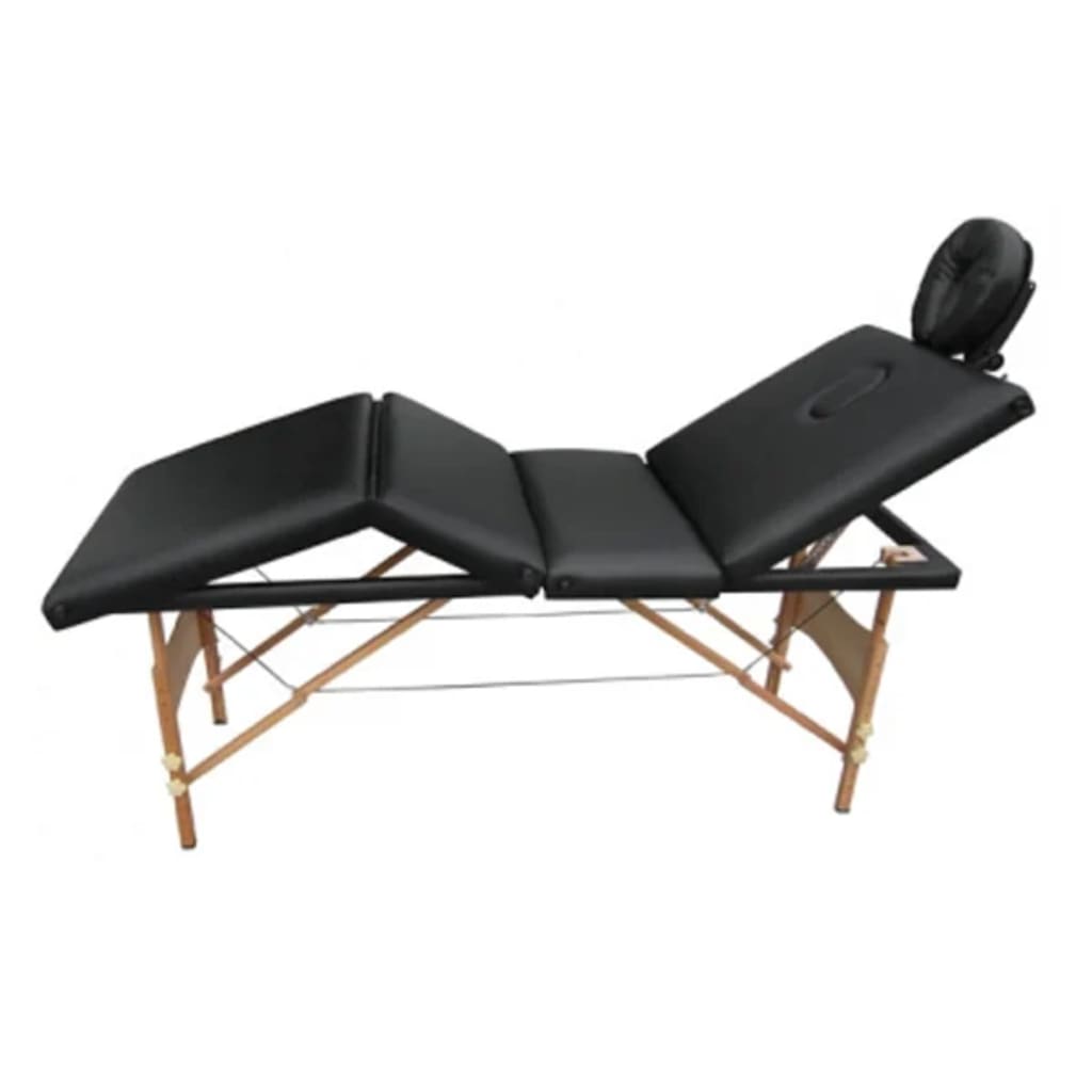 

vidaXL Massagetafel 4 zones vouwbaar hout zwart