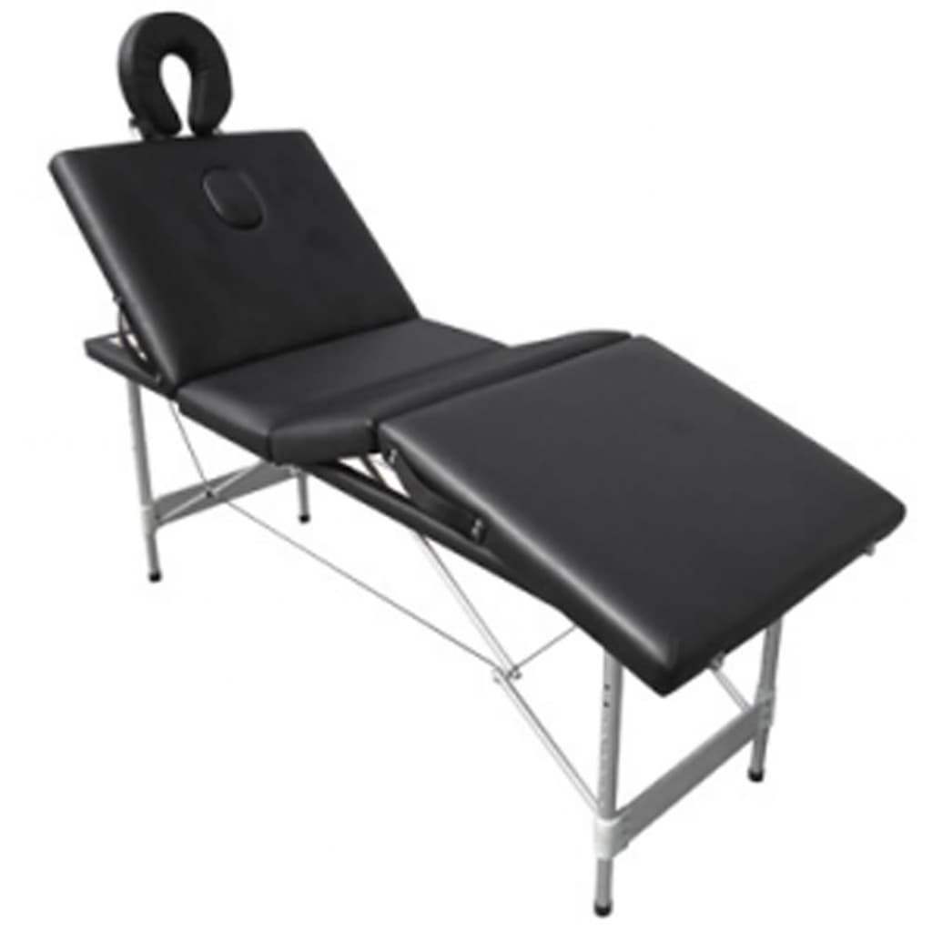 

vidaXL Massagetafel 4 zones vouwbaar aluminium zwart