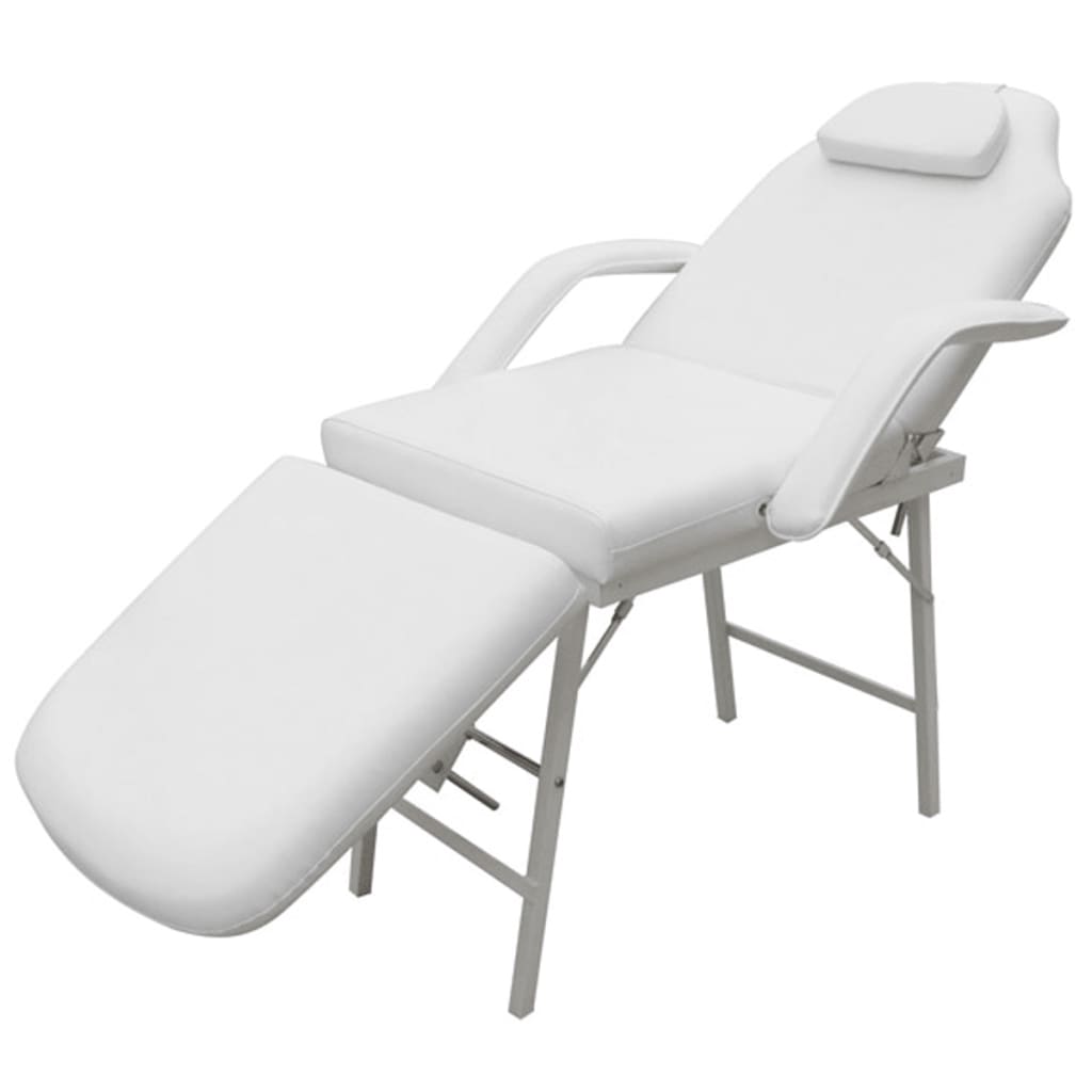 Scaun/pat pentru masaj/cosmetica reglabil alb vidaXL