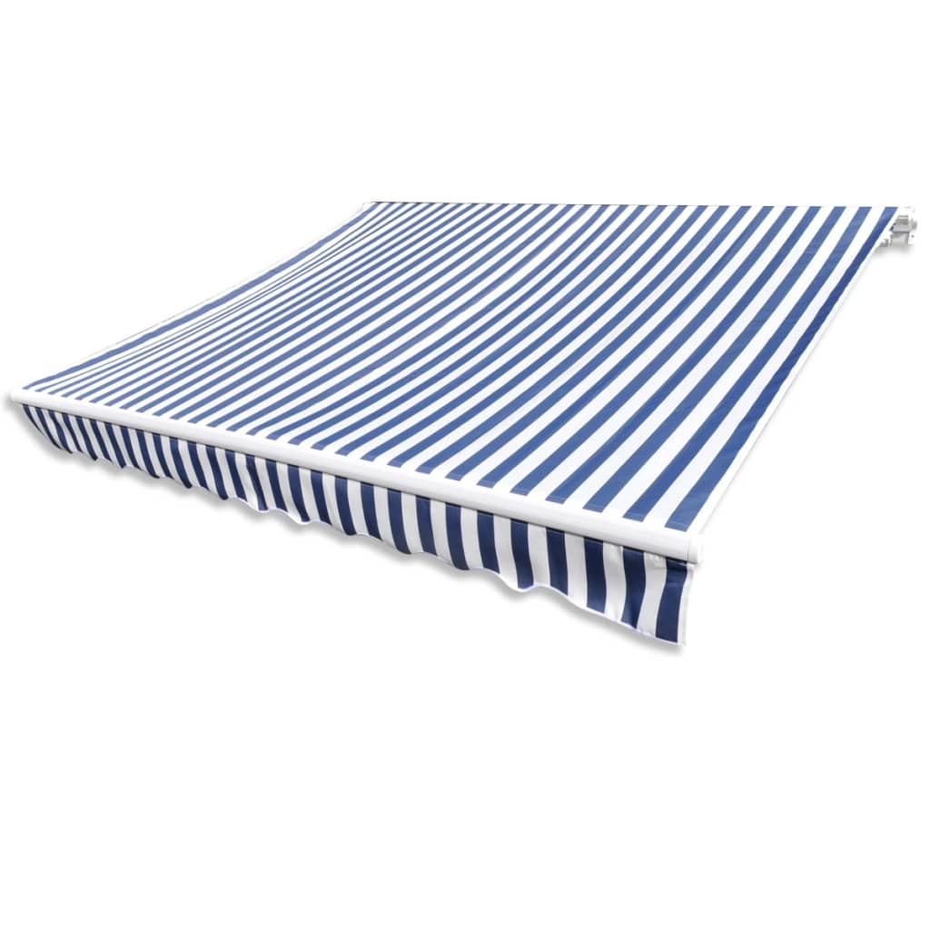 140010 vidaXL Awning Top Sunshade Canvas Navy Blue and White 4×3 m