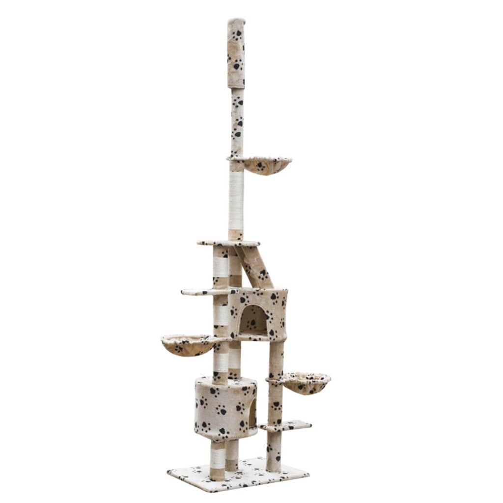 Cat Tree Cuddles XL 230-260 cm Beige with Paw Prints