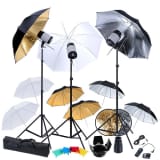 Studio Kit: 3 Flash Heads, 9 Umbrellas, Tripods & Reflector