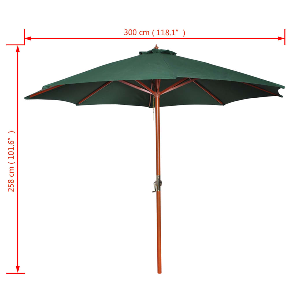 zöld napernyő 258 cm