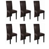 vidaXL Dining Chairs 6 pcs Artificial Leather Dark Brown