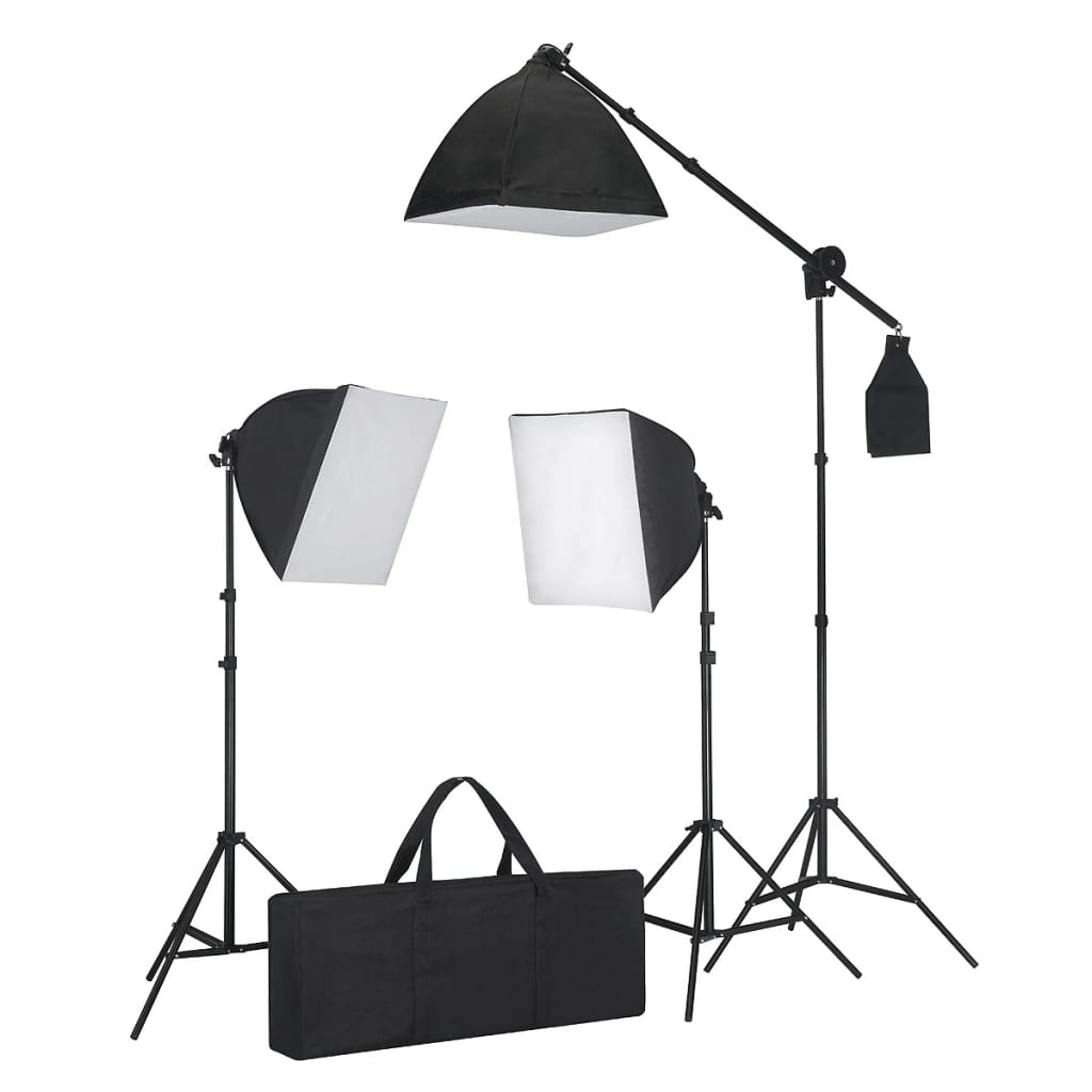 vidaXL Fotostudio set met wit scherm, 3 lampen & reflector