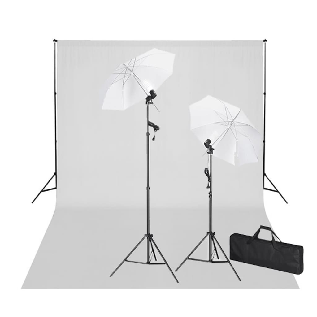 vidaXL Kit studio foto, fundal alb, 600 x 300 cm & lumini vidaxl.ro