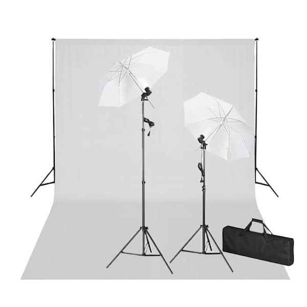 vidaXL stuudiokomplekt valge taustaga 600 x 300 cm ja valgustitega