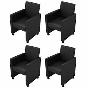 Jedilni stoli 4 kosi črno umetno usnje