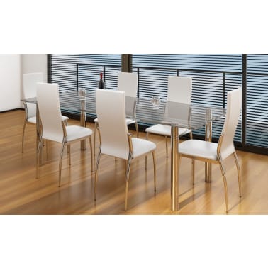 Esszimmer Stühle (6er Set) weiß Chrom & Kunstleder günstig ...