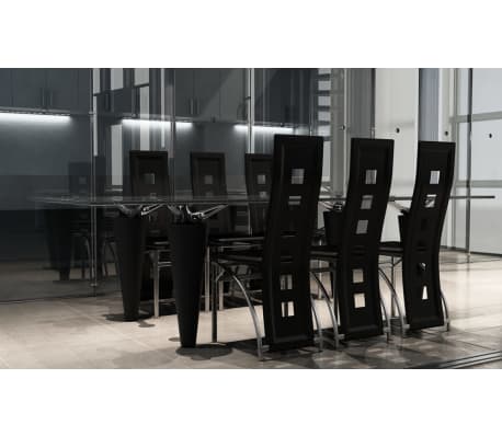 vidaXL Dining Chairs 6 pcs Black Faux Leather