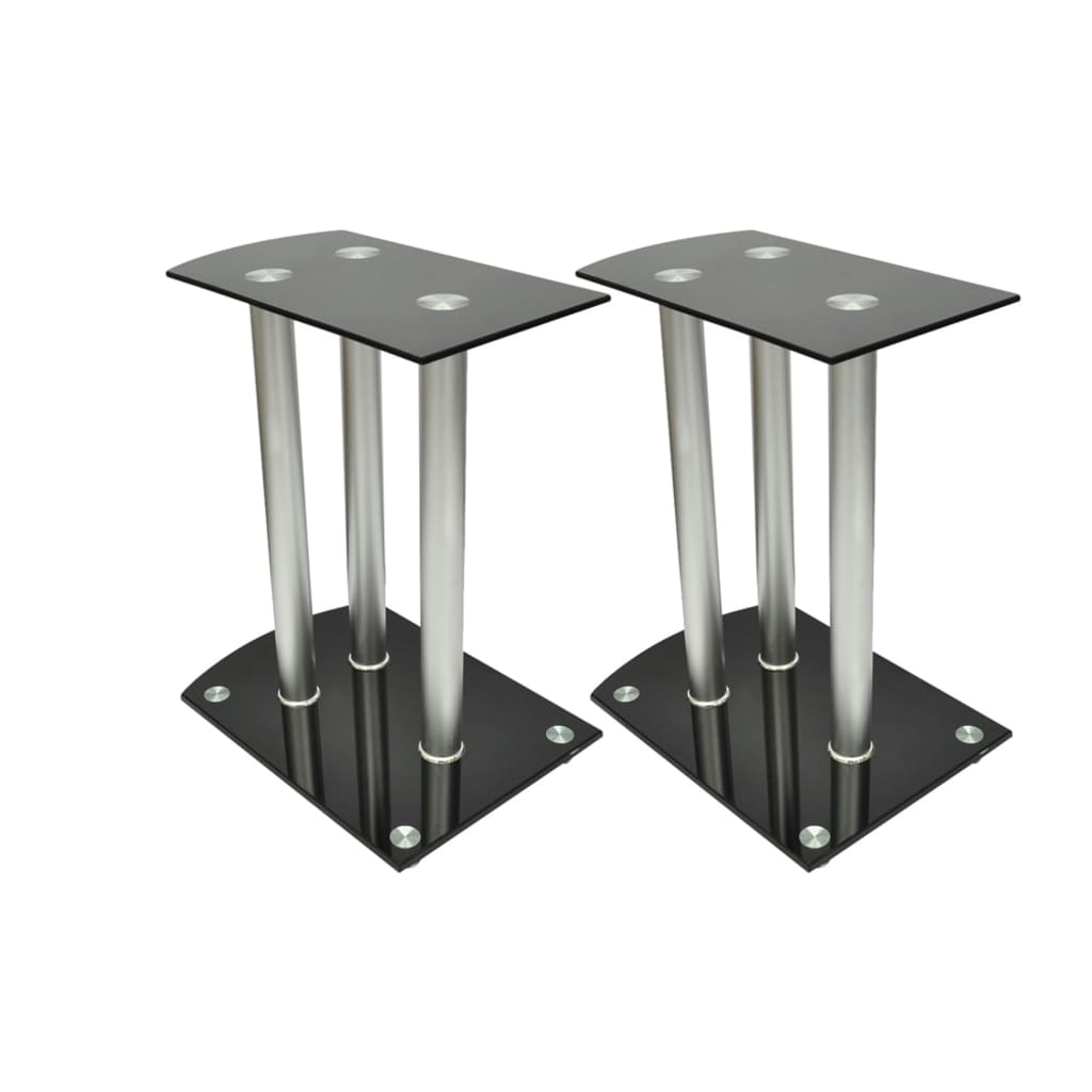 Image of Aluminum Speaker Stands Black Glass 2pcs