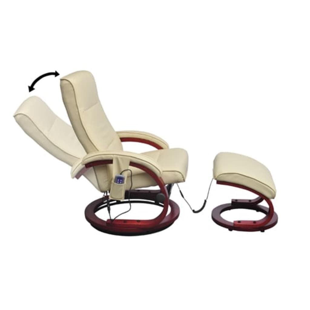 Fauteuil massage relaxation crème et repose-pieds