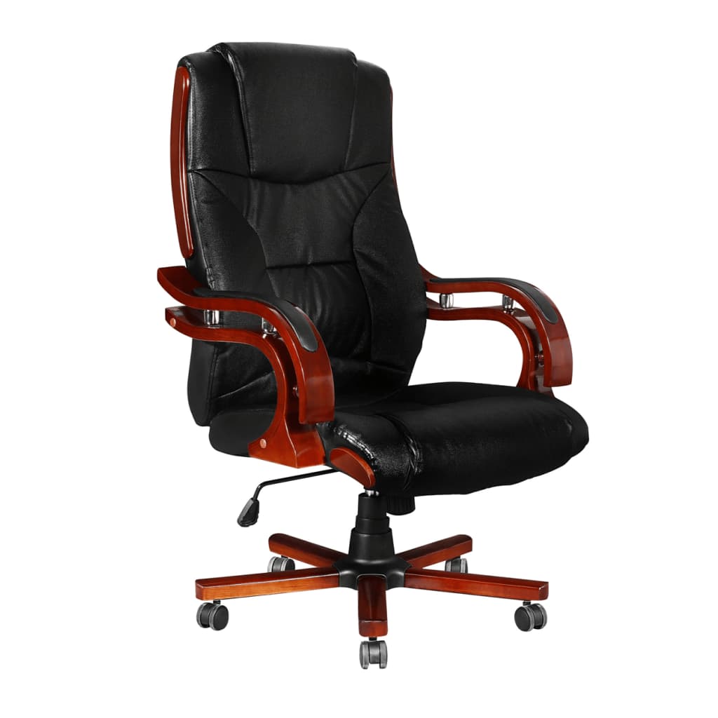 vidaXL Skórzany fotel biurowy z wysokim oparciem