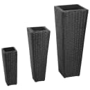 vidaXL Garden Planters 3 pcs Poly Rattan Black