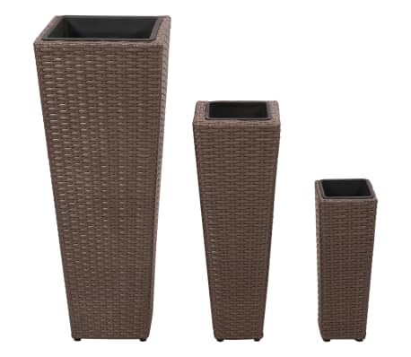 vidaXL 3x Pflanzkübel Poly Rattan Blumentopf Blumenkübel mehrere Auswahl