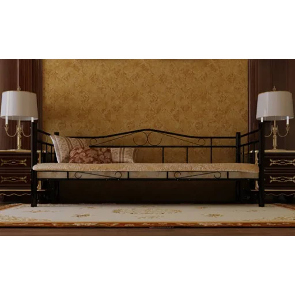 vidaXL Dnevna postelja črna kovinska 90x200 cm