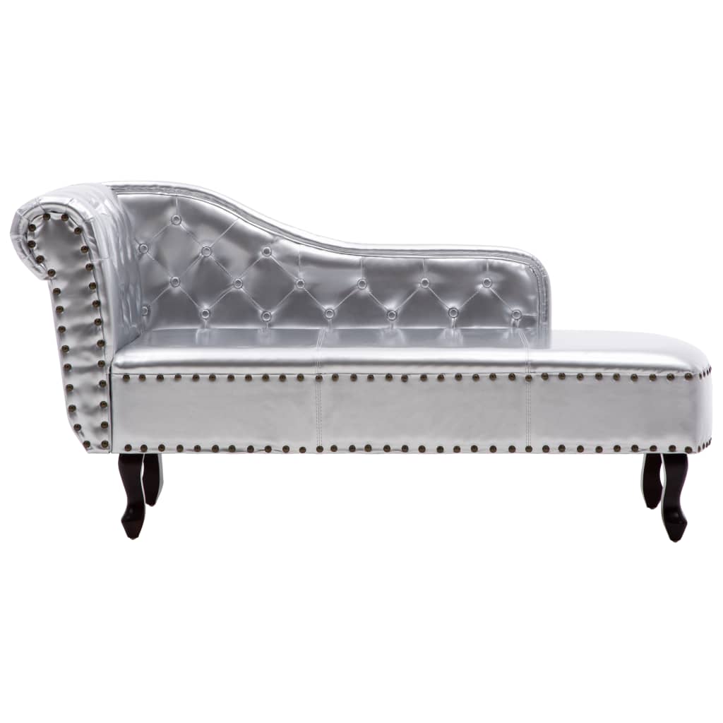 

vidaXL Chaise longue kunstleer zilverkleurig