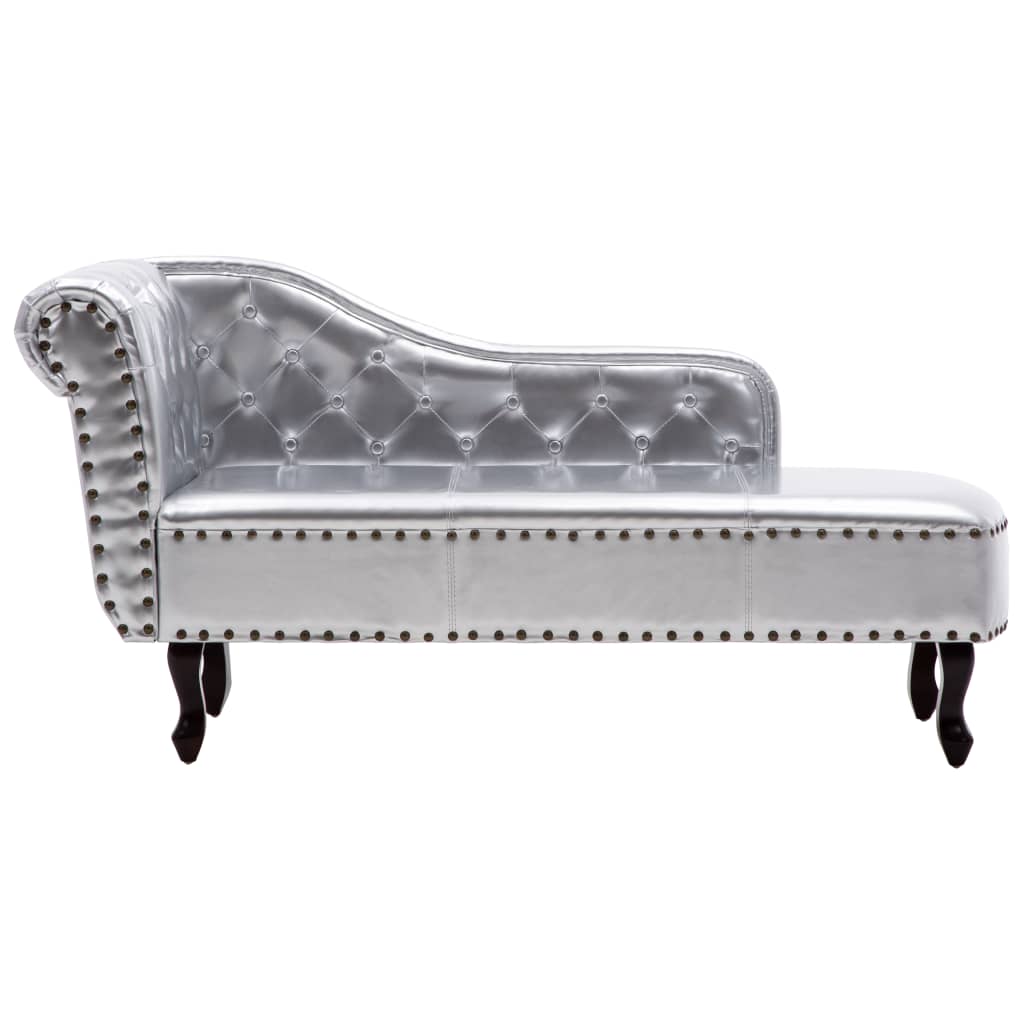 vidaXL Chaise longue kunstleer zilverkleurig