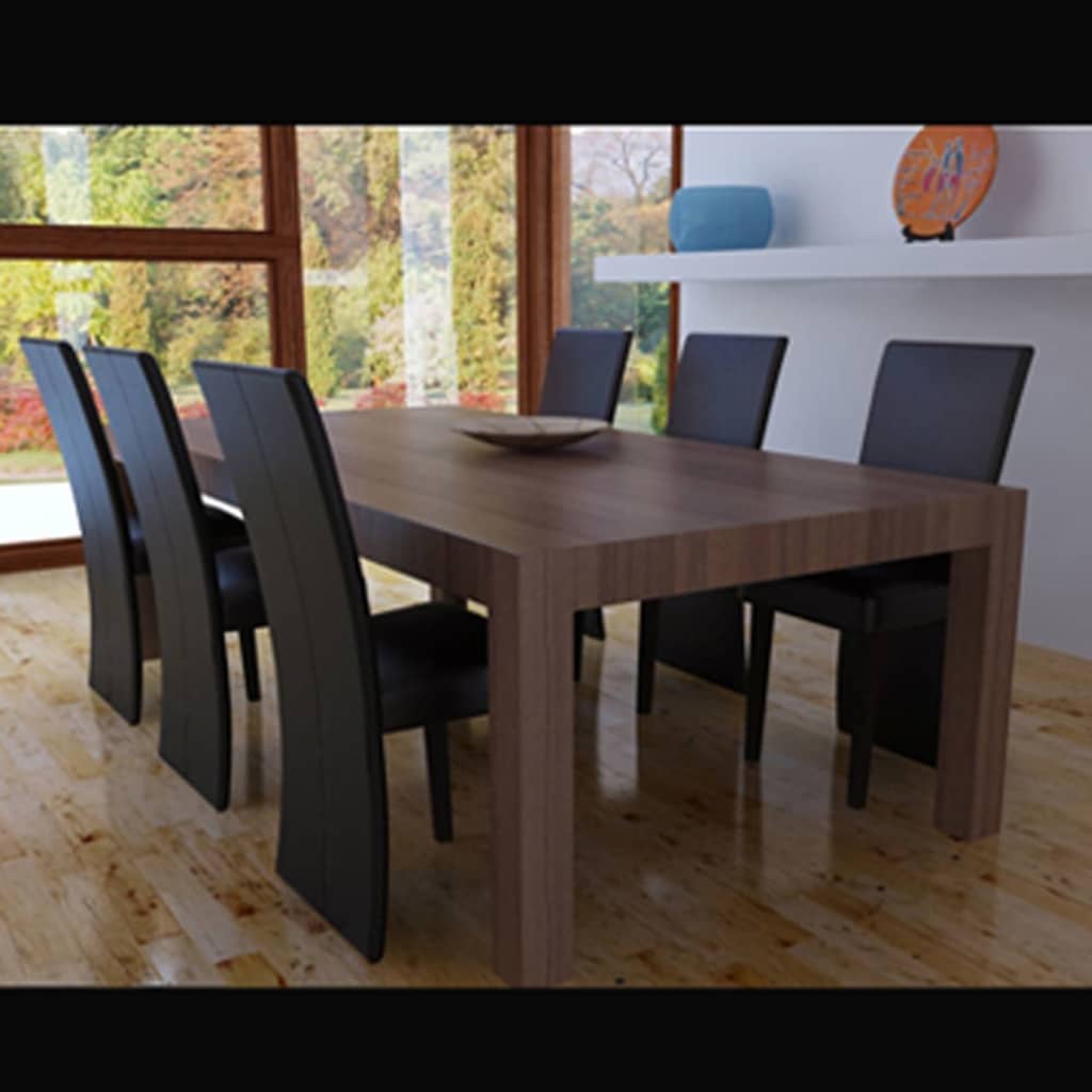 vidaXL Sillas de comedor 6 unidades cuero artificial marrón oscuro