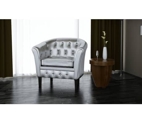 vidaXL Напівкругле крісло Сріблястий Штучна шкіра