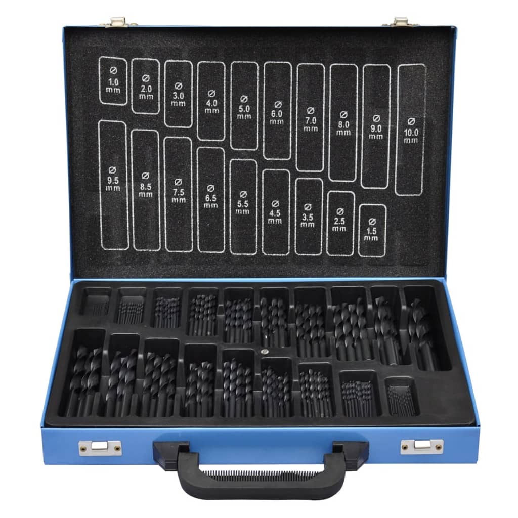 140172 vidaXL 170 Piece Drill Bit Set in Metal Box HSS-R